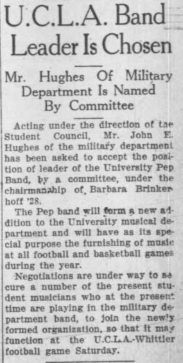 John Hughes leads Pep Band, October 7, 1927