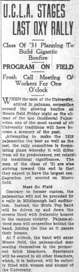 Oxy Rally - Pep Band leads rally, October 11, 1927