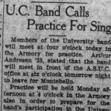 Details of theater gig announced at practice. February 24, 1927