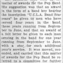 Student Council minutes, Paul Richards discusses Band Awards. October 14, 1927