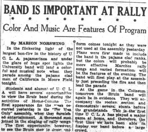 Band Important at Rally, November 28, 1928 