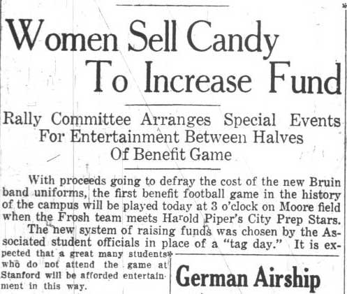 Women Sell Candy to raids funds for Band uniforms, October 12, 1928