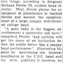Richard Petrie favors growth of Band, March 5, 1928