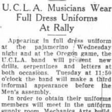 Band at Pajamarino, Band schedule for Oregon game. November 26, 1928 