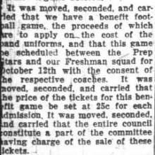 Student Council approves fundraising for Band uniforms, October 8, 1928