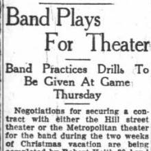 Band to perform at Hillstreet or Metropolitan theater, November 21, 1928 