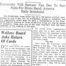 "Tag Day" introduced to pay for Band's uniforms, September 25, 1928