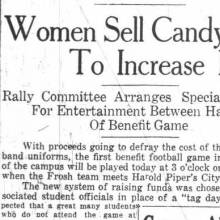 Women Sell Candy to raids funds for Band uniforms, October 12, 1928