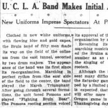 Band unveils uniforms at Pomona rally, October 22, 1928