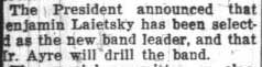 Student Council announces Laietsky as director, October 8, 1928