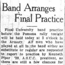 Final practice before Pomona rally, October 19, 1928