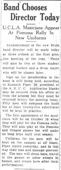 Band Chooses Director, October 3, 1928