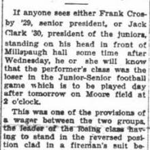 Junior-Senior football game, Senior band organized under direction of William Reynolds '29. December 10, 1928