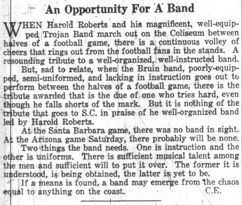 Editorial - "An Opportunity for a Band," September 27, 1928