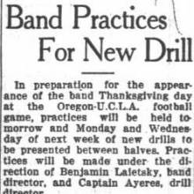 Band practices for Oregon game, November 22, 1928 