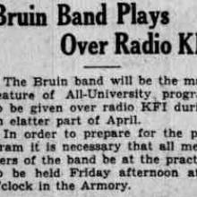 Bruin Band plays over KFI radio, April 16, 1929