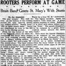 Details of Band's show at St. Mary's game, November 18, 1929