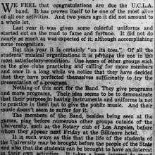 Editorial - Congratulations to Band, October 29, 1929