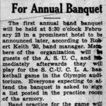Band Banquet plans, February 15, 1929