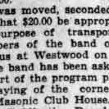 Student Council Minutes - Approval of $20.00 for transportation to Masonic Clubhouse gig, April 8, 1929
