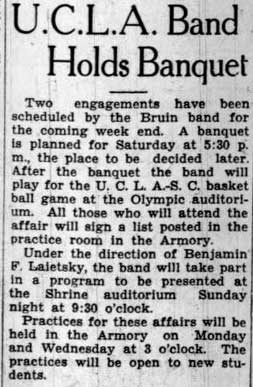 Band holds banquet, February 18, 1929