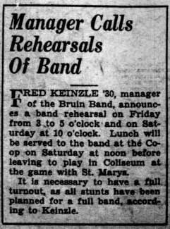 Fred Kienzle '30 calls rehearsal, November 14, 1929