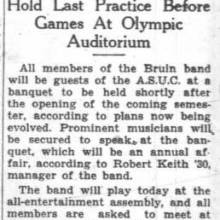 Band appears at basketball games against USC, January 28, 1929