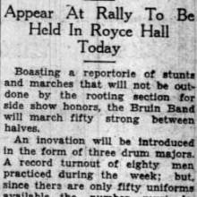 Band prepares stunts for USC game, September 27, 1929 