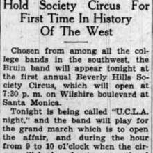 Band at opening of Beverly Hills Circus, October 25, 1929