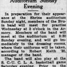 Band appears at SC basketball game, February 19, 1929