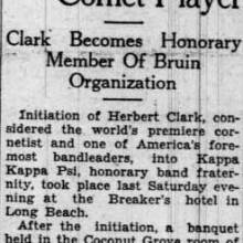 Kappa Kappa Psi initiates cornetist Herbert Clarke, November 5, 1929