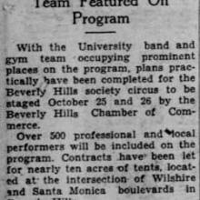 Beverly Hills Circus article, October 21, 1929