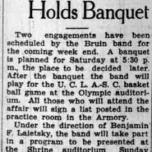 Band holds banquet, February 18, 1929