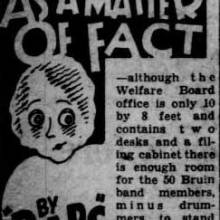 "As a matter of fact" feature - Band could fit in Welfare Board office, October 31, 1929