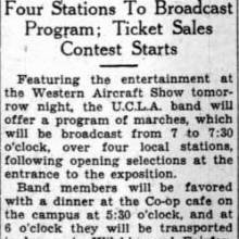 Band to play at Western Aircraft Show, November 13, 1929