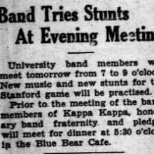 Band tries stunts at evening meetings, October 28, 1930