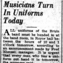 Announcement - turn in uniforms, May 19, 1930