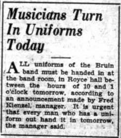 Announcement - turn in uniforms, May 19, 1930