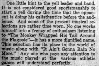 Comment on Band repertoire, September 26, 1930