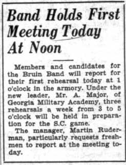 Band holds first meeting, September 15, 1930