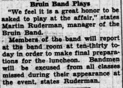 Band to perform at Biltmore Hotel gig, November 4, 1930