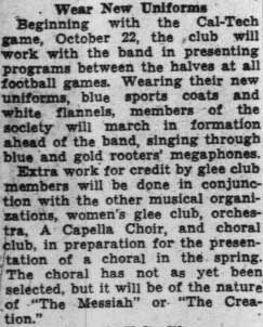 Glee Club works with Band, September 26, 1932