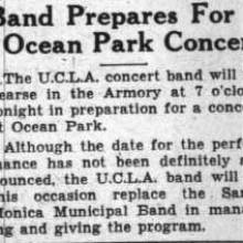 Band replaces Santa Monica Municipal Band, March 23, 1932