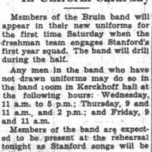 Band wears new uniforms, performs at freshman football game, October 12, 1932