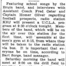 Bruin Band on radio, October 21, 1932