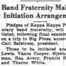 Kappa Kappa Psi initiation announcement, February 3, 1933 