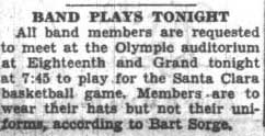 Band wears hats but not uniforms, January 6, 1933