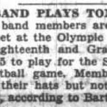 Band wears hats but not uniforms, January 6, 1933