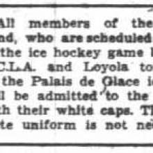 Bruin Band Ice Hockey notice, March 10, 1933