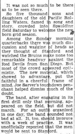 Band appears at football game but does not march, September 25, 1933